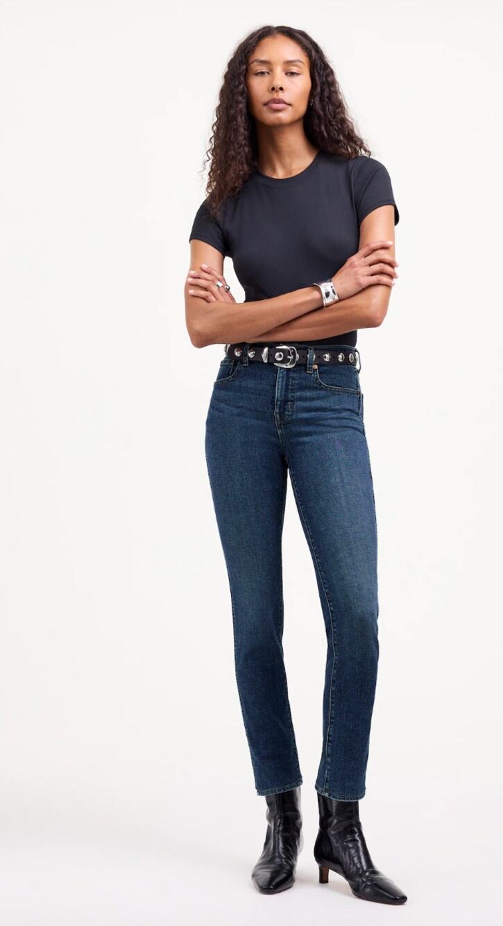 Madewell Stovepipe Jeans 30 10 NWT Deming Wash Dark Straight Leg NR516